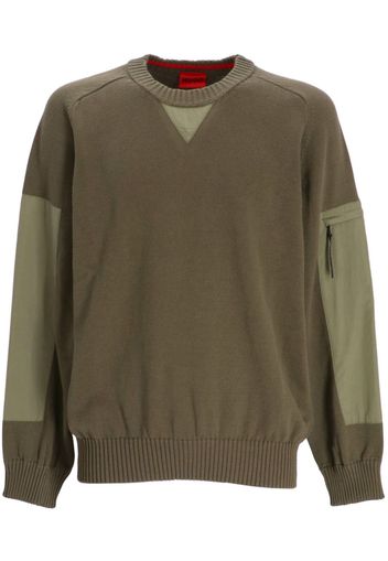 HUGO colour-block round-neck sweater - Verde