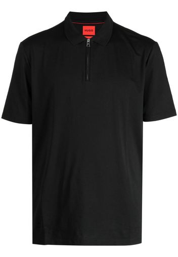 HUGO half-zip cotton blend polo shirt - Nero