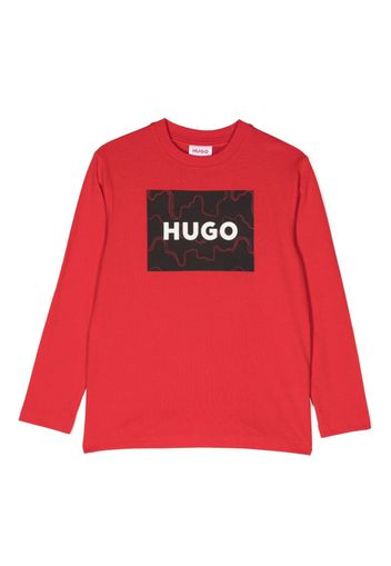 HUGO KIDS T-shirt a maniche lunghe con stampa - Rosso