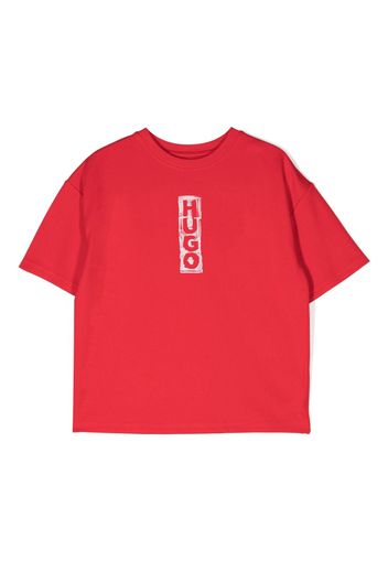 HUGO KIDS logo-print crew-neck T-shirt - Rosso