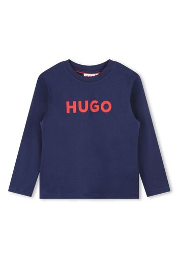 HUGO KIDS logo-print organic-cotton T-shirt - Blu