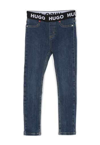 HUGO KIDS Jeans dritti con applicazione logo - Blu