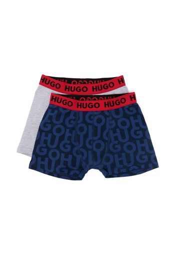 HUGO KIDS logo-print boxers (set of two) - Grigio