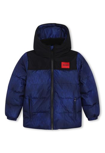 HUGO KIDS logo-patch padded jacket - Blu