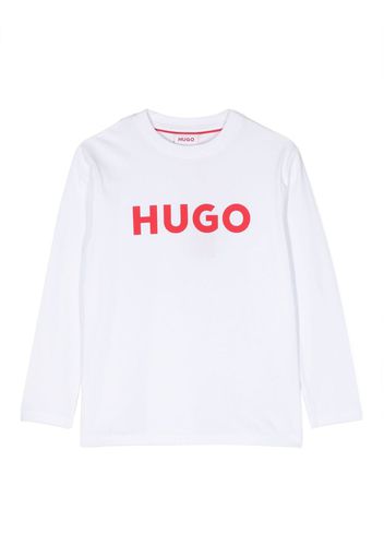 HUGO KIDS T-shirt a maniche lunghe con stampa - Bianco