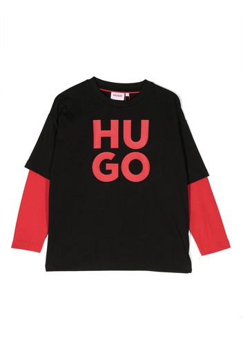 HUGO KIDS T-shirt con dettaglio maniche - Nero