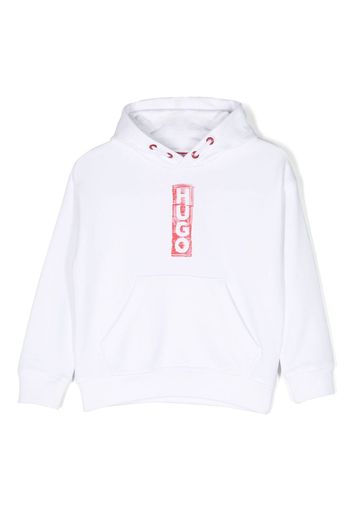 HUGO KIDS logo-print cotton hoodie - Bianco