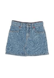 HUGO KIDS pailey-print stretch-cotton denim skirt - Blu