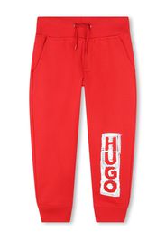 HUGO KIDS logo-print cotton track pants - Rosso