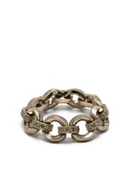 hum 18kt gold chain link diamond ring - Argento