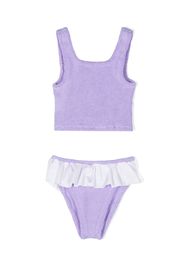 Hunza G Kids Set bikini con ruches Olive - Viola