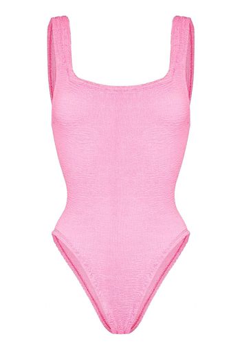 Hunza G ruched scoop-back swimsuit - Rosa