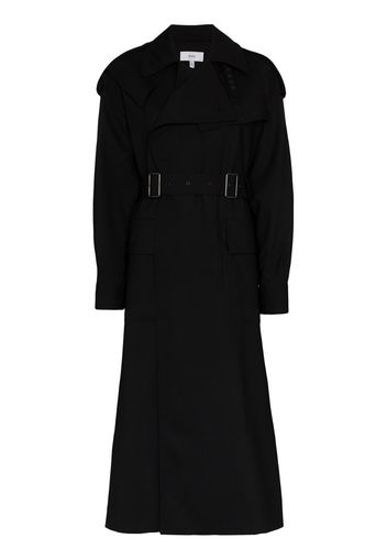 double buckle belted trench coat