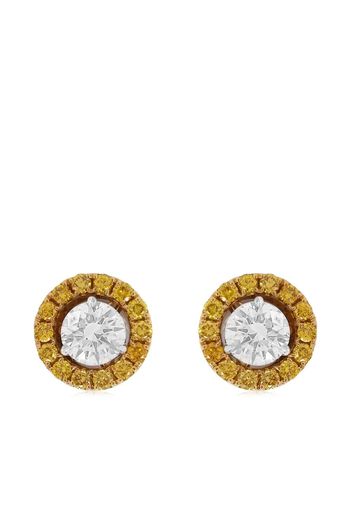 HYT Jewelry Orecchini a bottone in oro bianco 18kt con diamanti - Arancione