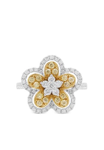 HYT Jewelry Anello in oro giallo 18kt con platino e diamanti - Argento