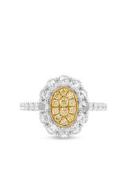 HYT Jewelry Anello in oro giallo 18kt con diamanti e platino - Argento