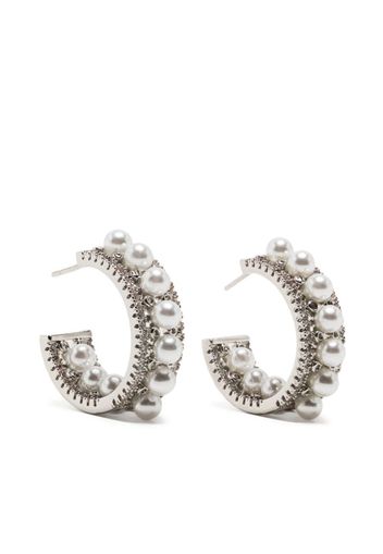 Hzmer Jewelry pearl-embellished silver hoops - Argento