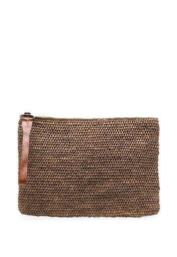 IBELIV Clutch Intrecciato con zip - Marrone