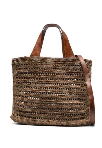 IBELIV woven straw tote bag - Marrone