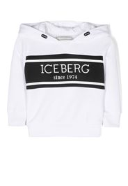 Iceberg Kids logo-tape jersey hoodie - Bianco