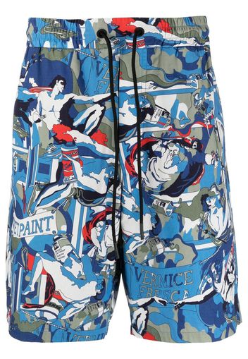 Iceberg graphic-print cotton shorts - Blu