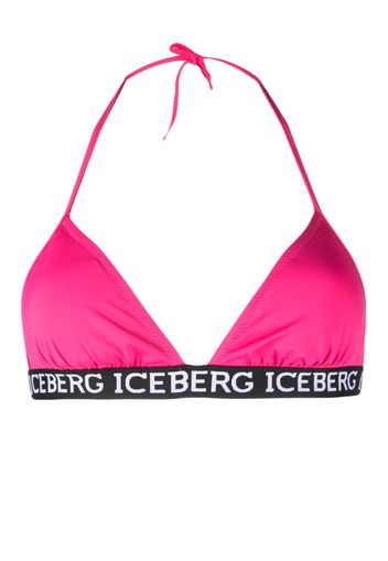 Iceberg logo-tape halterneck bikini top - Rosa