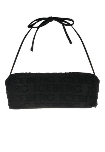 Iceberg logo-jacquard halterneck bikini top - Nero