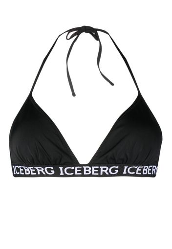 Iceberg logo-tape halterneck bikini top - Nero