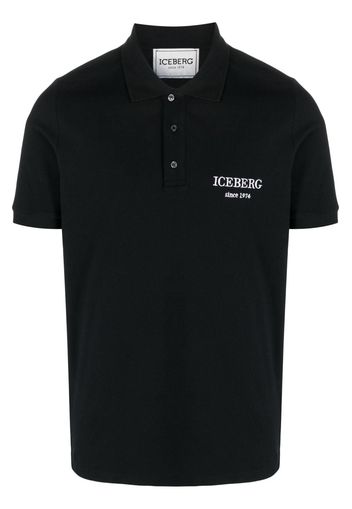 Iceberg logo-embroidered cotton polo shirt - Nero