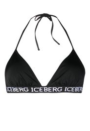 Iceberg logo-tape halterneck bikini top - Nero