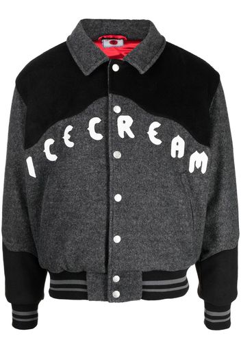 ICECREAM logo-embroidered varsity jacket - Grigio