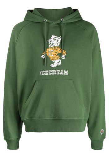 ICECREAM tiger-print rib-trimmed hoodie - Verde