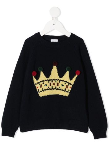 crown print knitted jumper