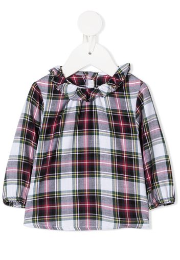 tartan check ruffled collar shirt