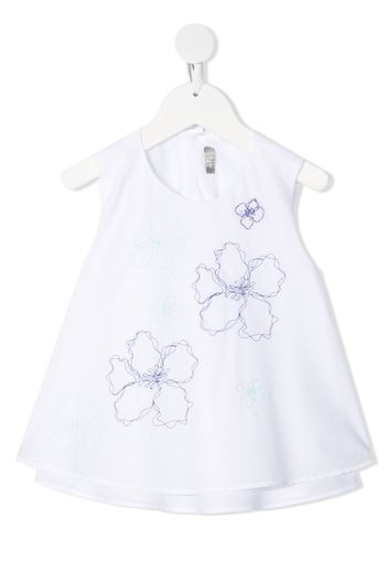 Il Gufo Blusa smanicata con ricamo a fiori - Bianco