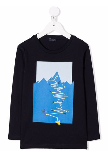 Il Gufo path-print cotton T-Shirt - Blu