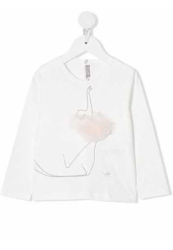 Il Gufo ballerina long-sleeve cotton top - Bianco