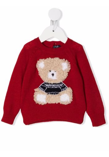 Il Gufo bear-embroidered sweater - Rosso