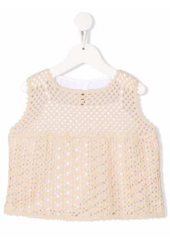 Il Gufo macramé-detail sleeveless blouse - Bianco