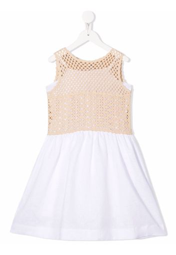 Il Gufo crochet-top linen dress - Bianco