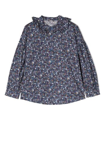 Il Gufo floral-print ruffle-collar shirt - Blu