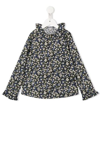 Il Gufo floral-print ruffle-collar shirt - Verde