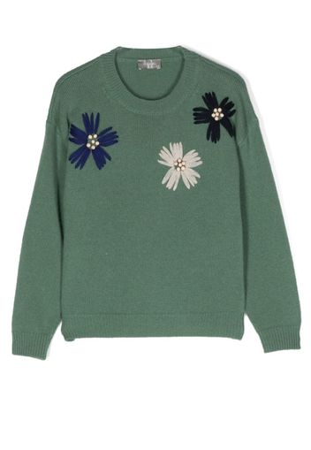 Il Gufo Maglione a fiori - Verde