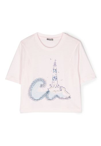 Il Gufo T-shirt con stampa illustrazione - Rosa