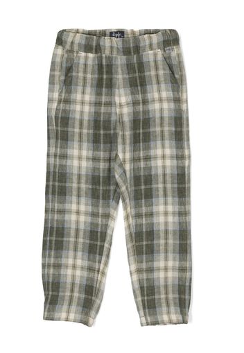 Il Gufo check-print linen trousers - Verde