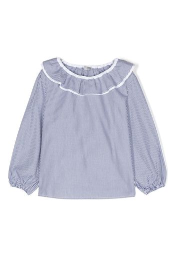 Il Gufo striped ruffle-collar blouse - Blu