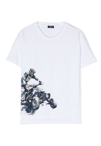 Il Gufo bike-print cotton T-Shirt - Bianco