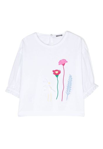 Il Gufo floral-print cotton T-shirt - Bianco