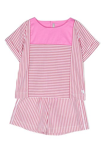 Il Gufo stripe-print cotton short set - Rosso