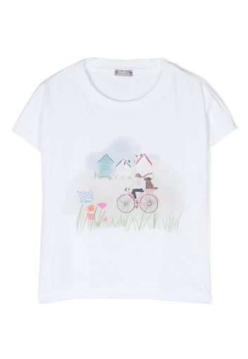 Il Gufo illustration-print cotton T-Shirt - Bianco